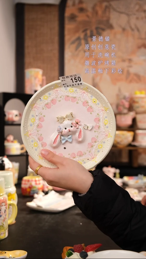 摆件陶年**妈旺的可以陶瓷手工手绘设计师款