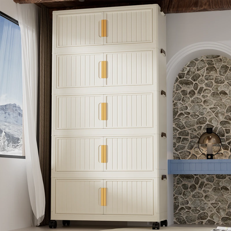 BX【竖纹55cm宽拍四层发五层】多层自由组合收纳柜双开门家用置物架