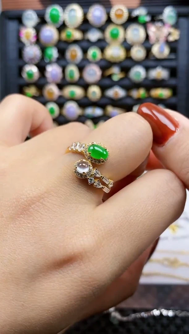 银S925镶嵌戒指翡翠148