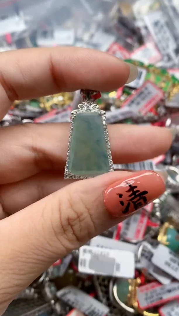 银S925镶嵌戒指翡翠天然A货缅甸翡翠