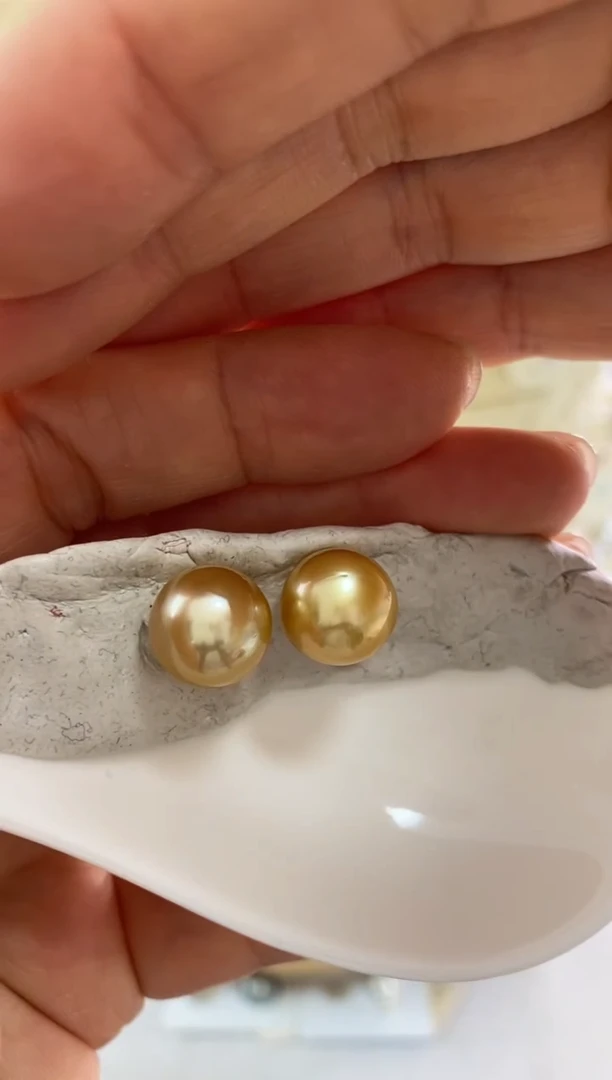 银S925镶嵌耳饰海水珍珠11-12mm 配件联系客服