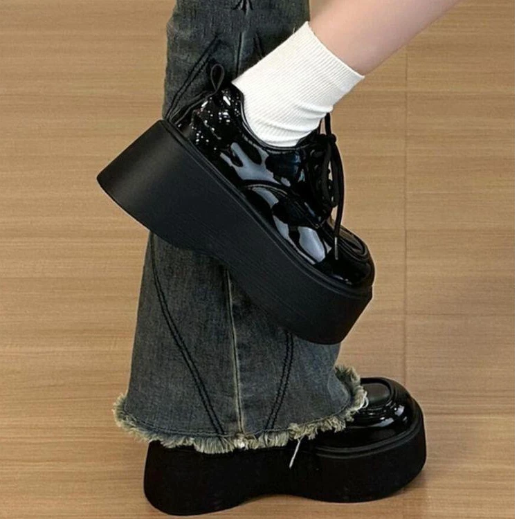 厚底增高英伦风小皮鞋女2025春夏新款小个子单鞋复古百搭乐福鞋子