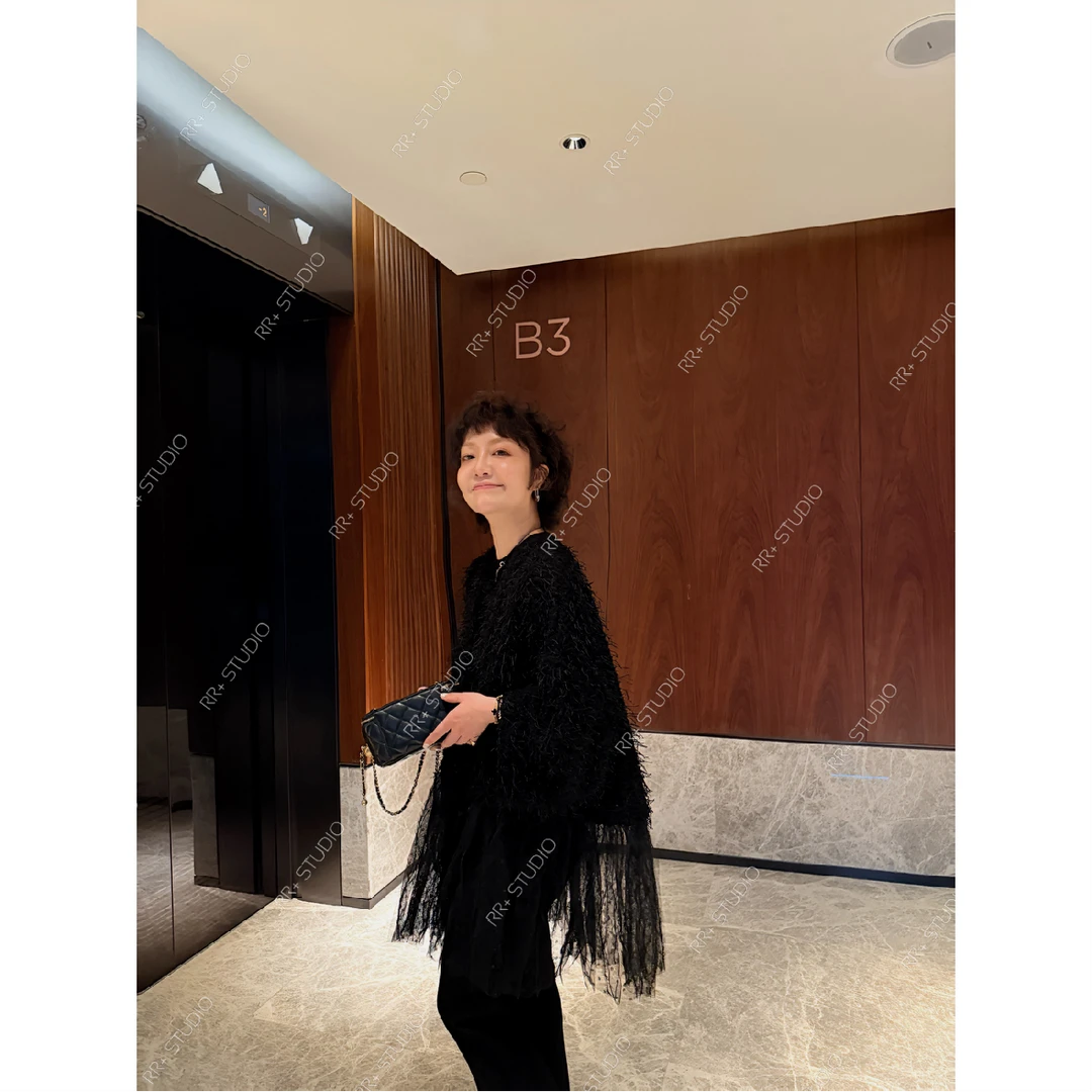 23326重工优雅流苏拼接蕾丝娃娃裙女气质百搭圆领套头上衣