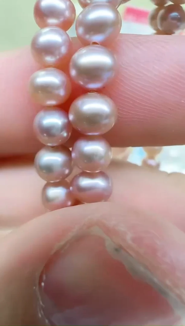 银S925镶嵌手链淡水珍珠紫色近圆 5mm