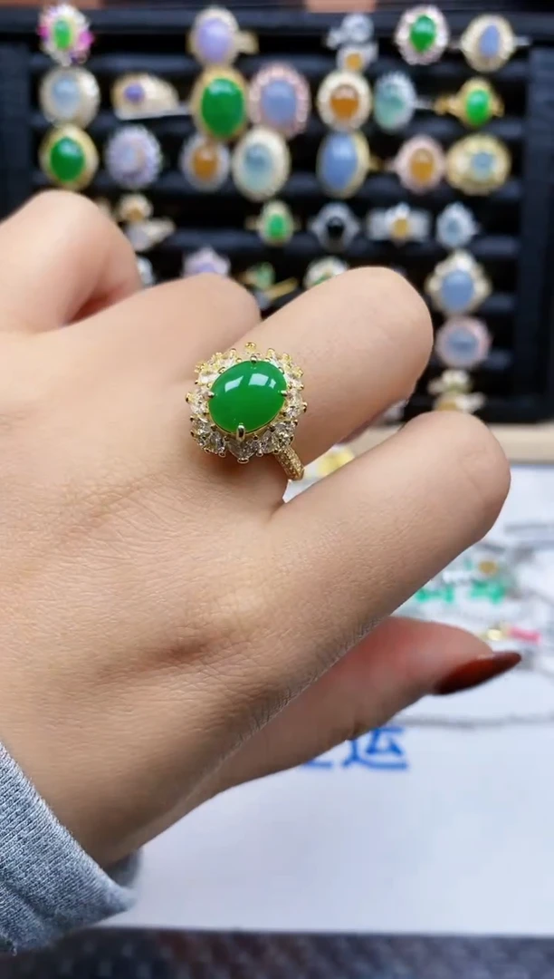 银S925镶嵌戒指翡翠274