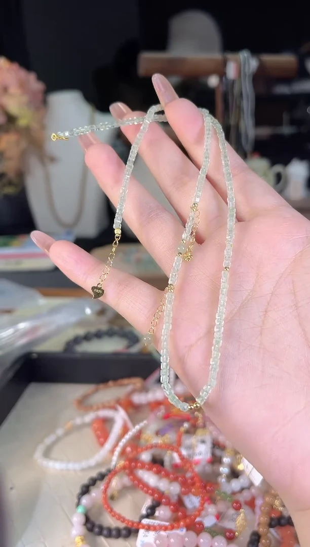 银S925镶嵌葡萄石项链多样性发货其一