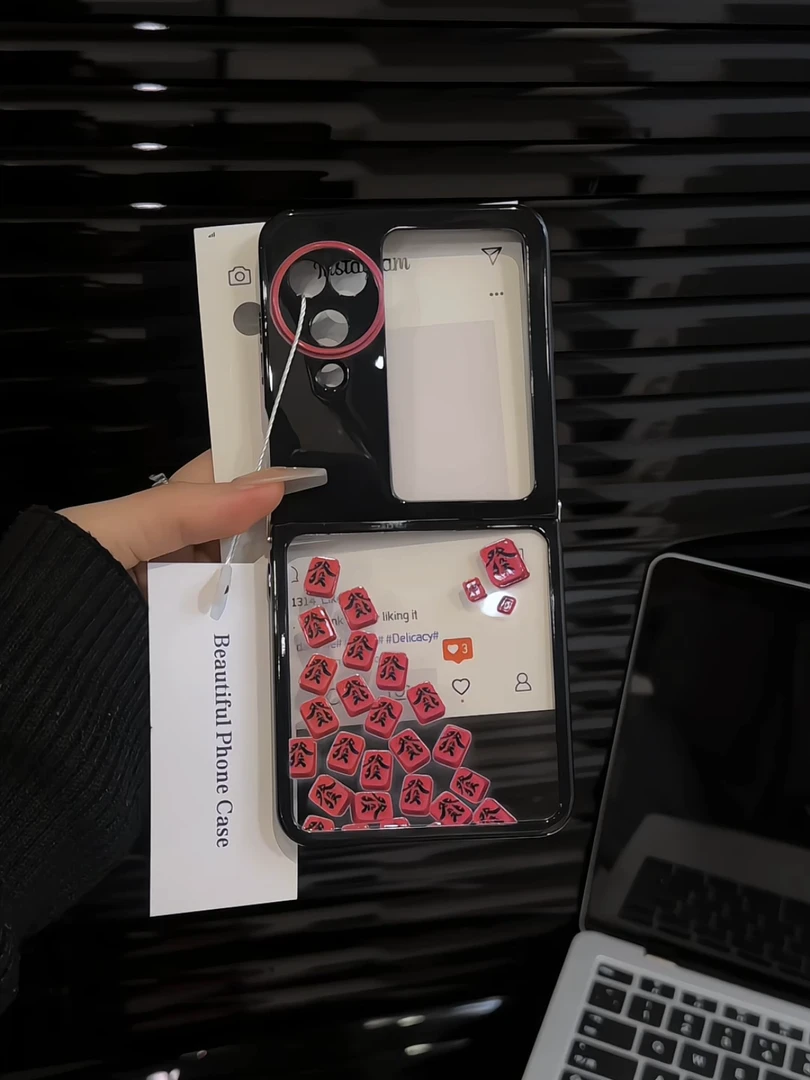 （oppofind系列）折叠奶油适用findn3flip/n2flip手机壳ins玫红麻将