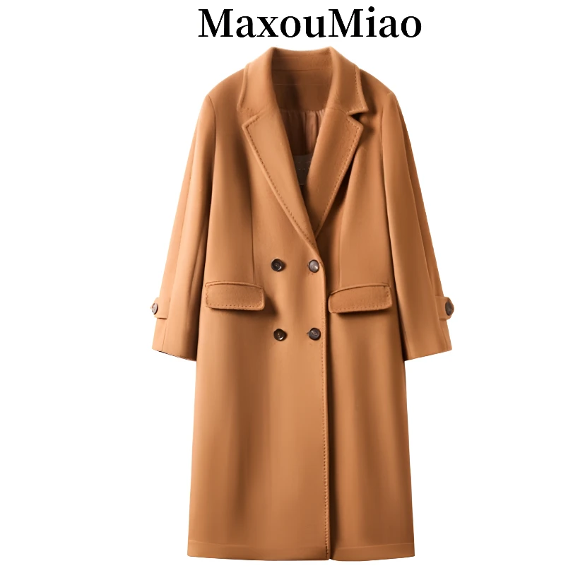 新款10%小山羊绒90%美利奴羊毛120支轻奢气质长款大衣