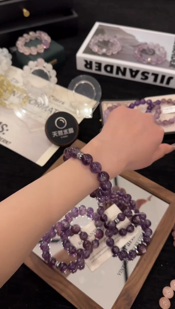 合金手链水晶浓郁紫兔毛x3523