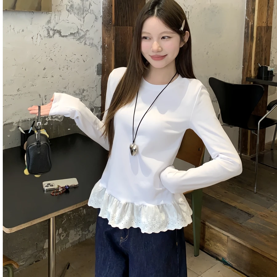 哺乳上衣外出辣妈款春秋长袖款T恤蕾丝花边月子服哺乳衣喂奶服装