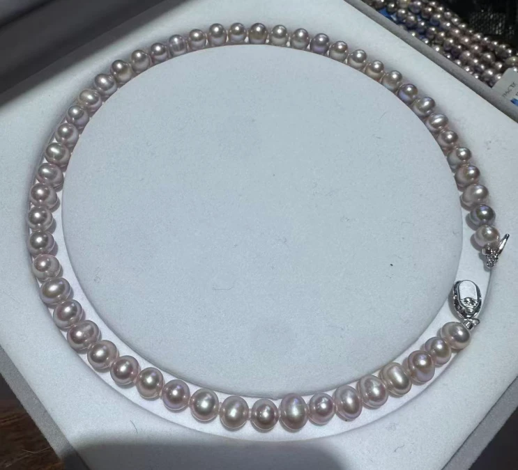 8-9mm无核淡水紫色珍珠项链  XL2933