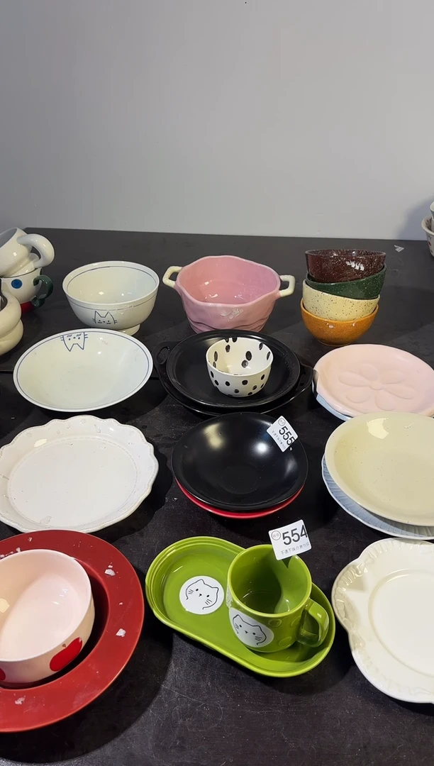 陶直播微瑕碗+椭圆+圆盘三件套