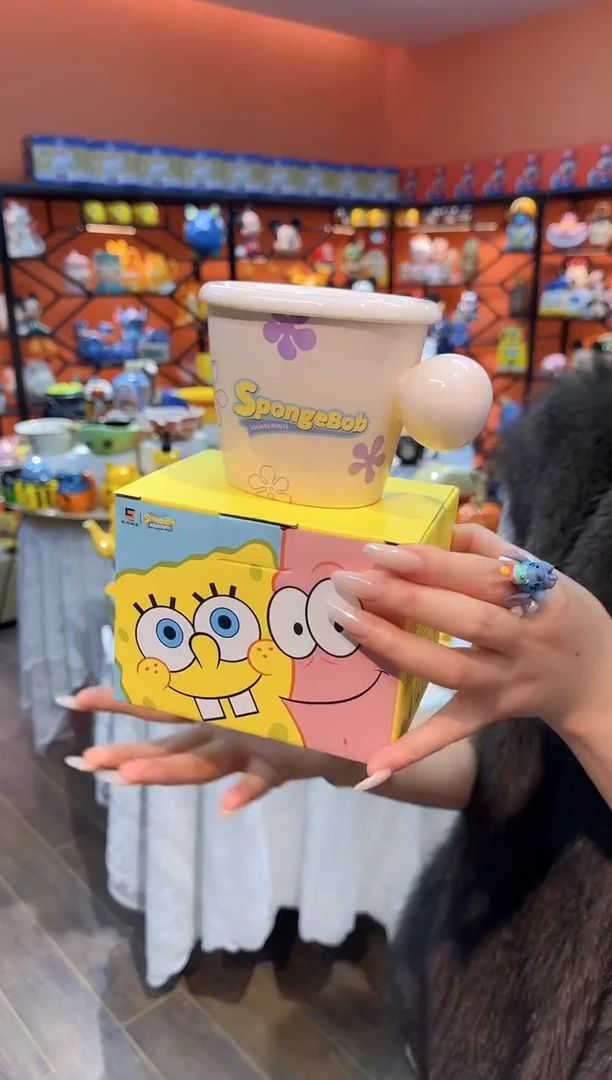 瓷片@@派大星陶瓷早餐杯带盖碟