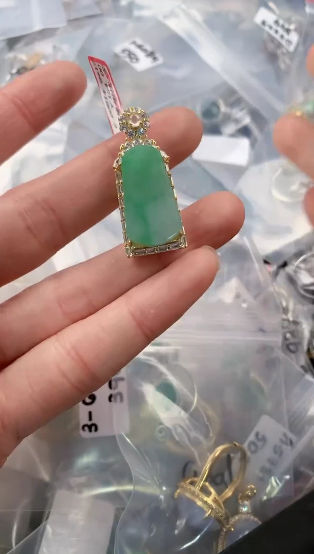 银S925镶嵌戒指翡翠666   10