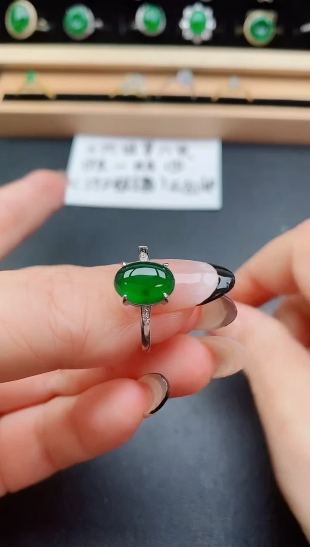 翡翠戒指银S925镶嵌50805