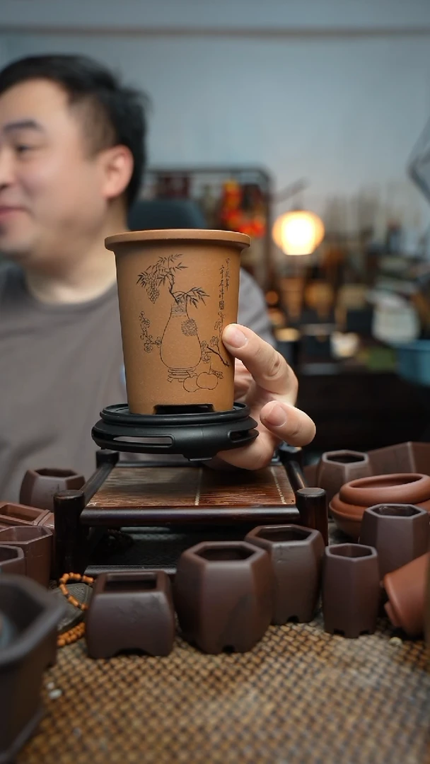 紫砂花盆長木軒精品紫砂9*10.8内口7*9.7