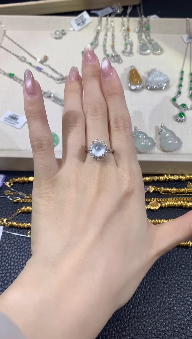 翡翠戒指18K金镶嵌A37