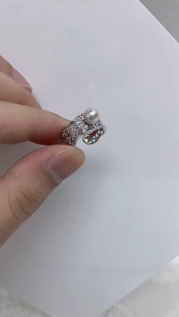 银S925镶嵌戒指海水珍珠