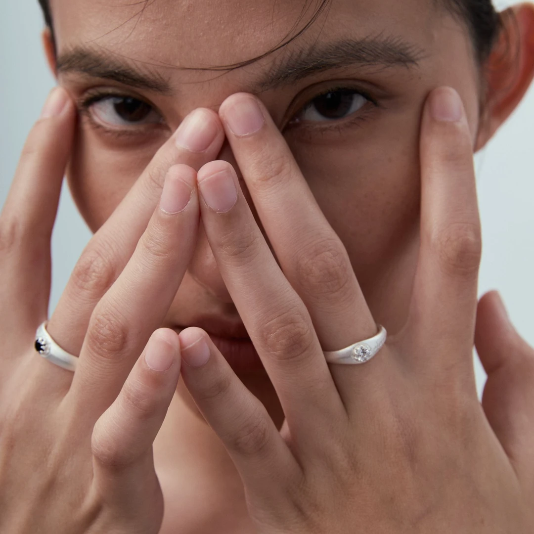 925银戒指 Ree counter相遇双生极光925银饰对戒高级小众感情侣