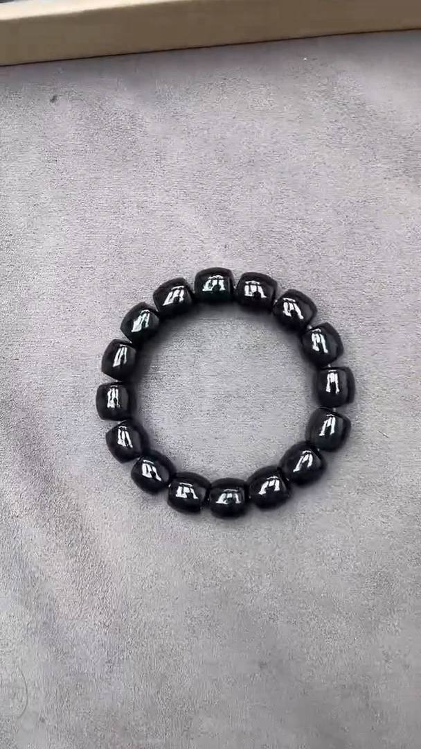 手串未镶嵌和田玉纯天然新疆塔县黑青14直切