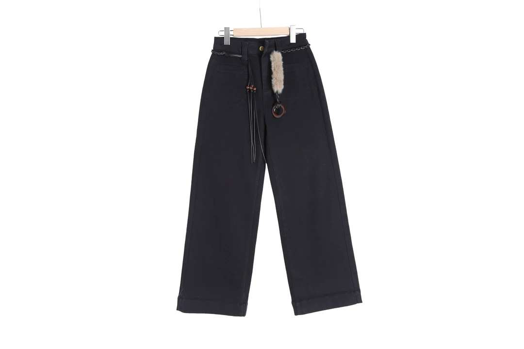 K0362阔腿裤长裤休闲风中高腰中腰高弹牛仔裤女装裤子女士加绒