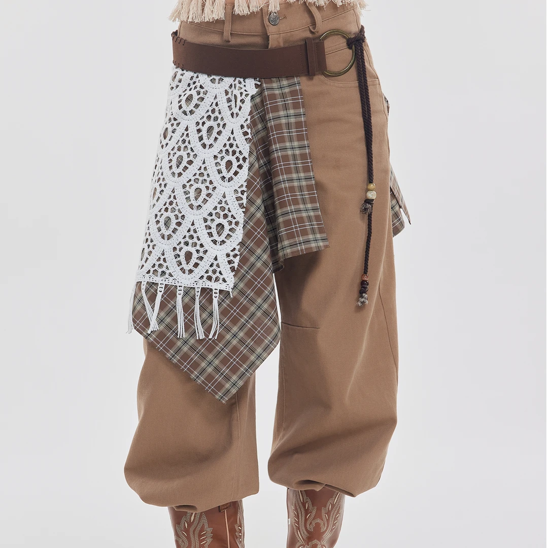 OooF！Yang百搭格子腰带裙帘