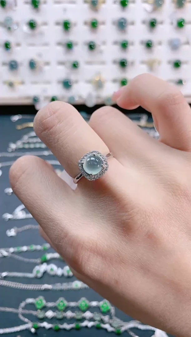 【闪购商品】翡翠戒指银S925镶嵌天然翡翠