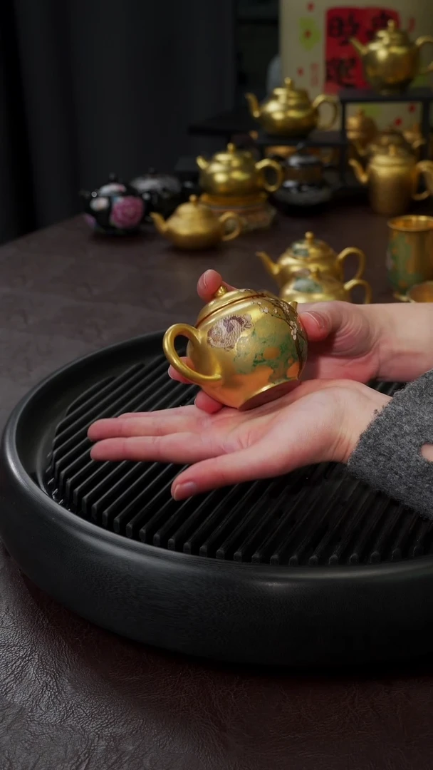 【闪购商品】杯【宜景窑光面金系列】鱼壶 20