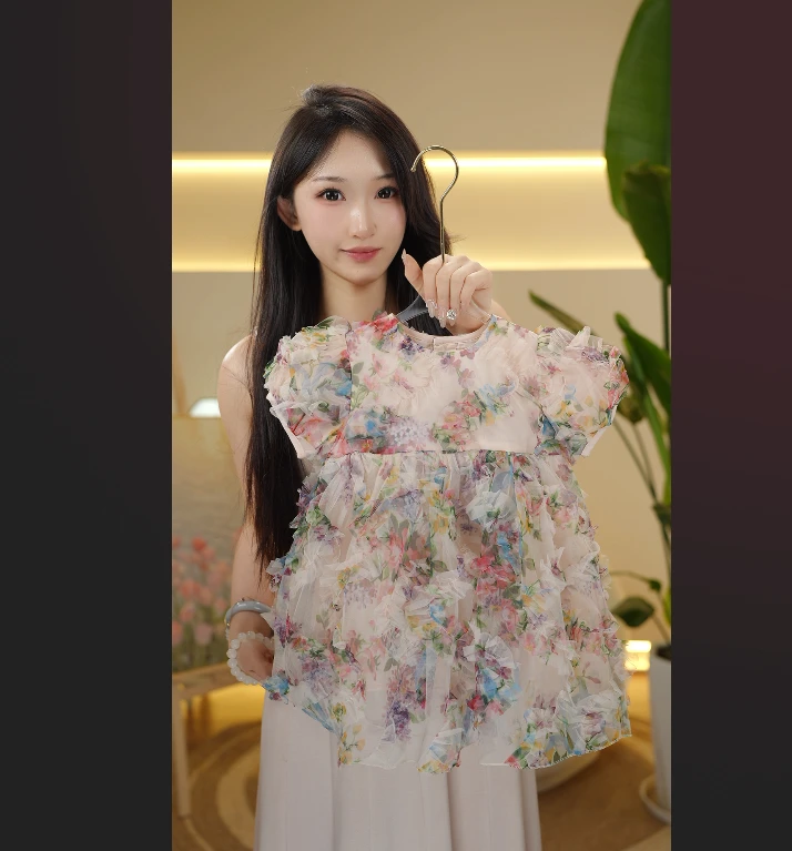 【现货】女童吊带泡泡短袖连衣裙2025夏款女孩39102