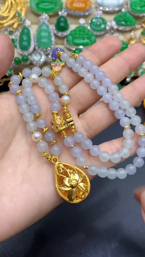 颈饰足金镶嵌翡翠416-中国好珍宝