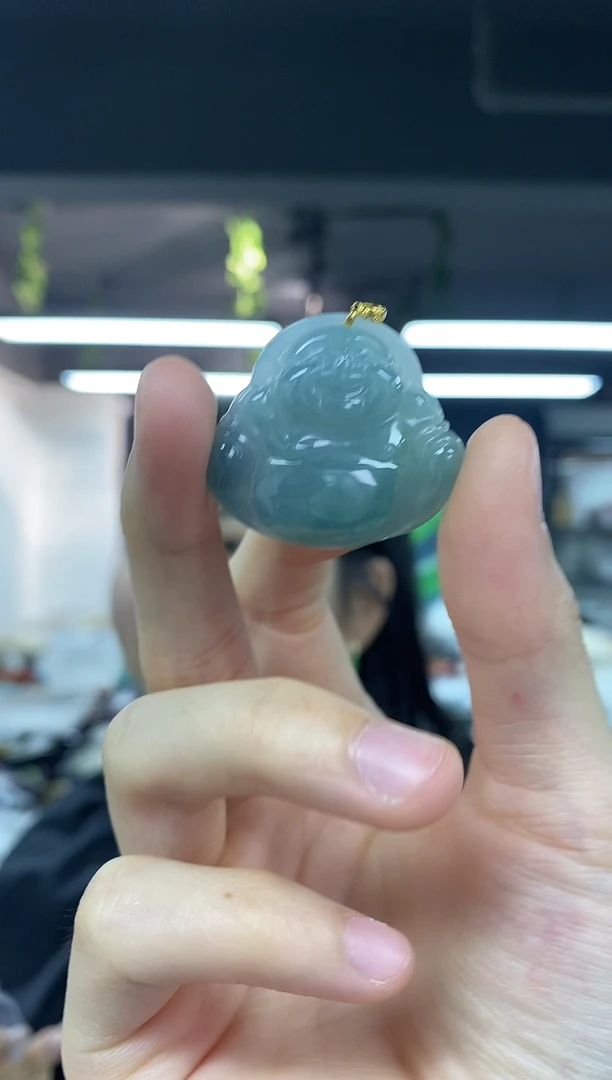 吊坠(不含链)18K金镶嵌翡翠多样性发其一颜色微差