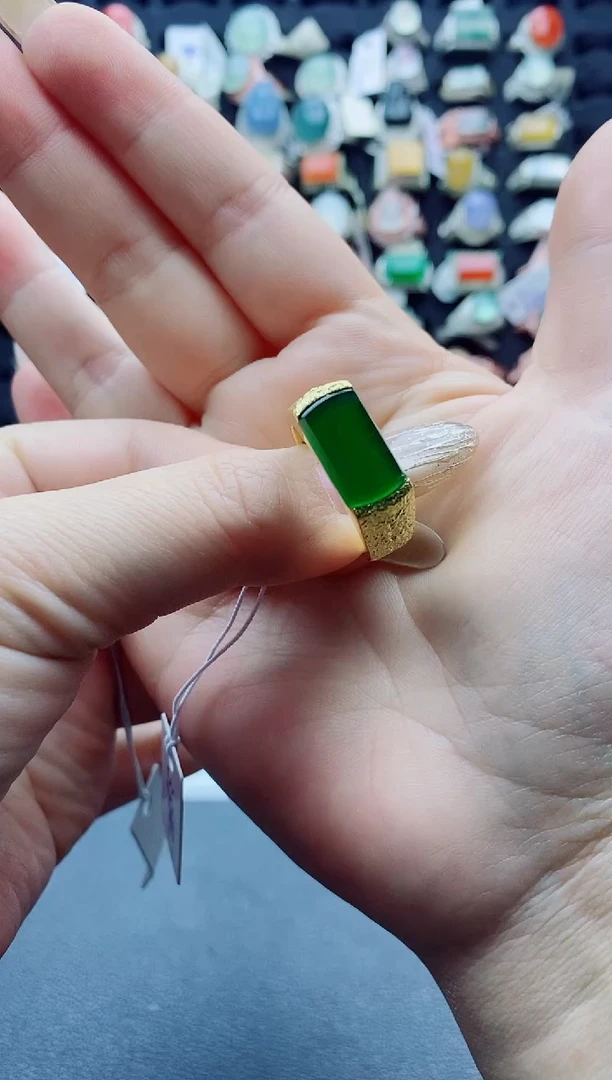 银S925镶嵌戒指翡翠N****我天然翡翠男戒