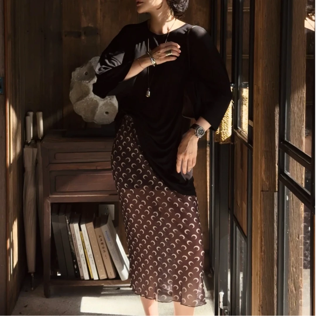 【DYMMXYMM】-小月亮·夏款轻薄月亮印花两件套半裙-5SS7728