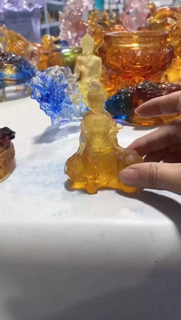 手工艺品琉璃普贤 手工艺品琉璃 完品