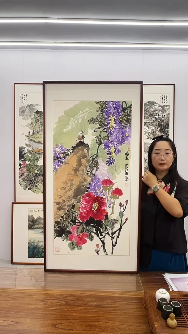 国画汪琼 120*60 醉春 牡丹
