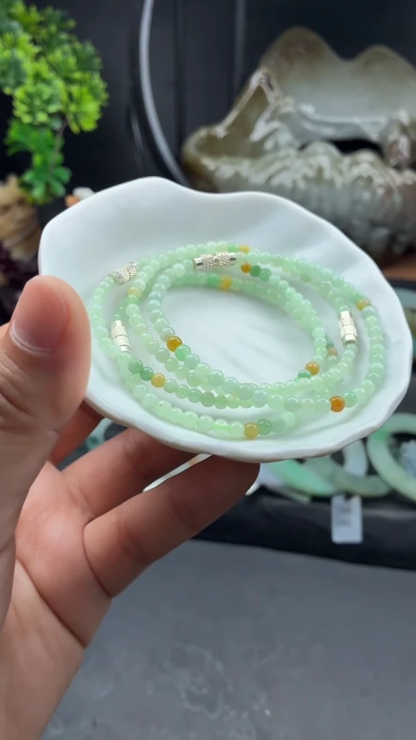 银S925镶嵌手串翡翠多宝特色手串多样性发-1