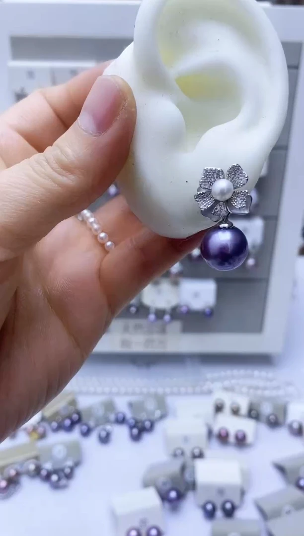 【闪购商品】淡水珍珠耳饰银S925镶嵌98