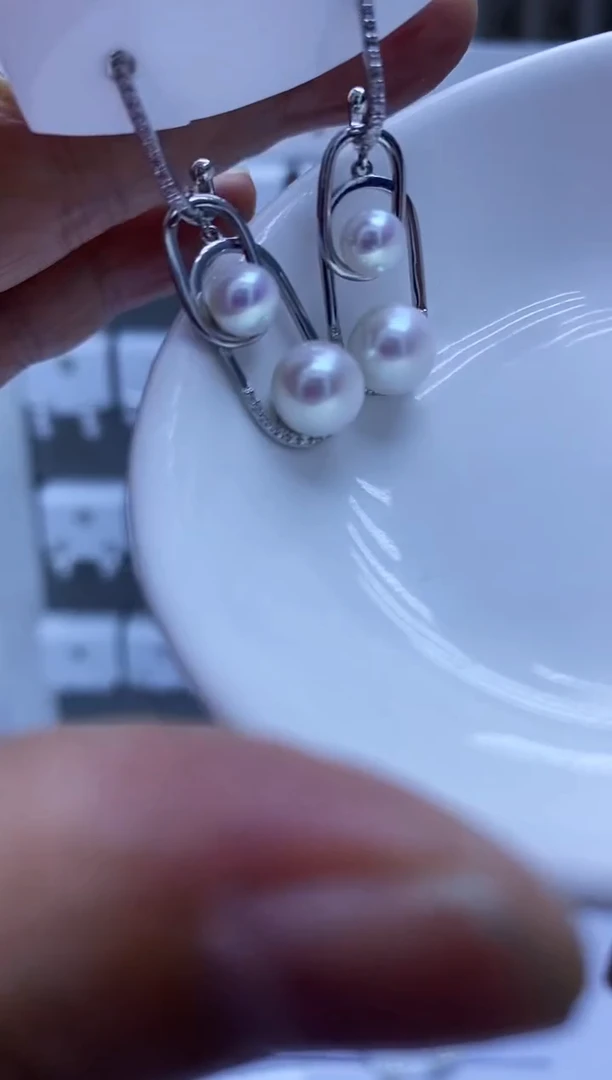 银S925镶嵌耳饰淡水珍珠185