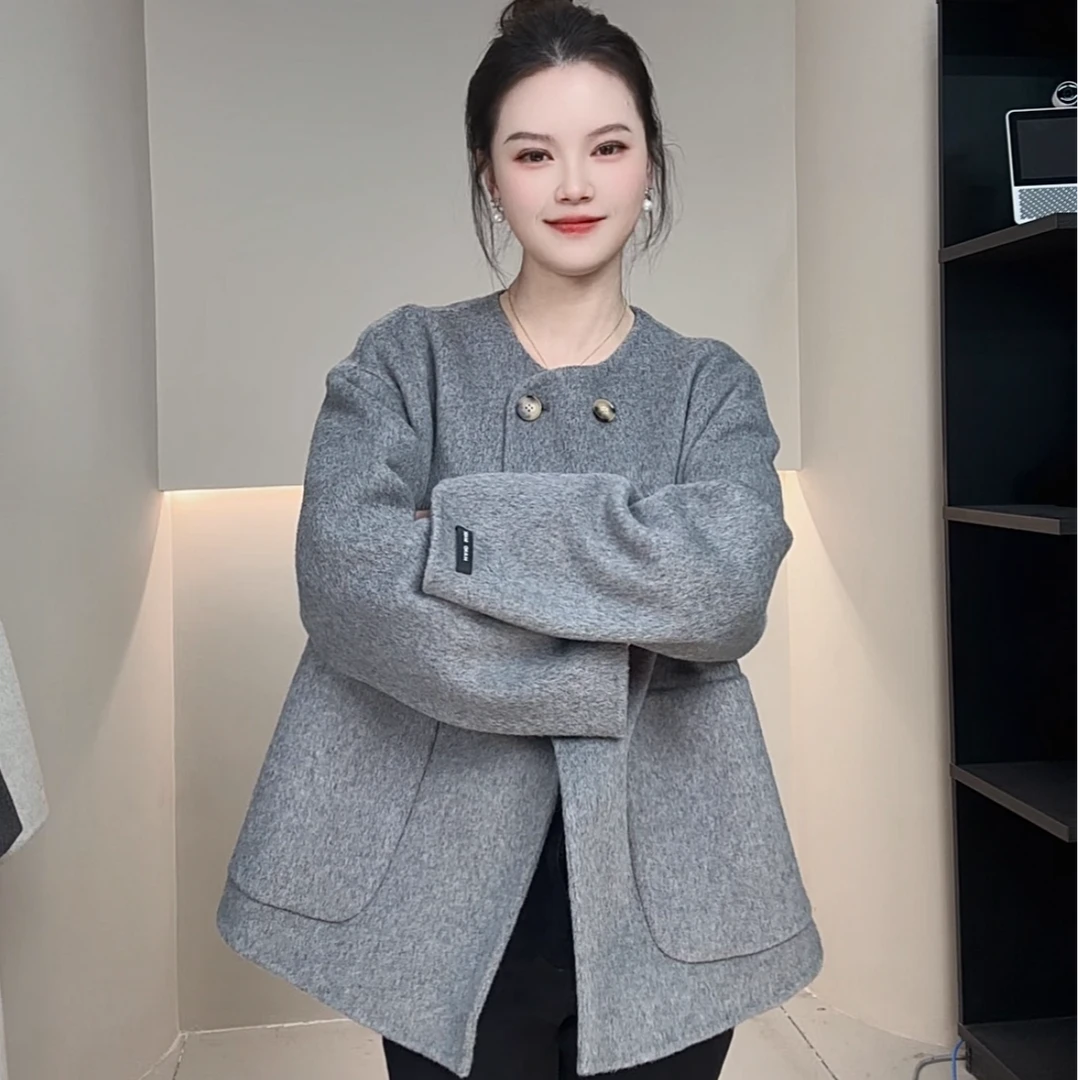 2025春季新款羊毛大衣轻奢时尚中长款