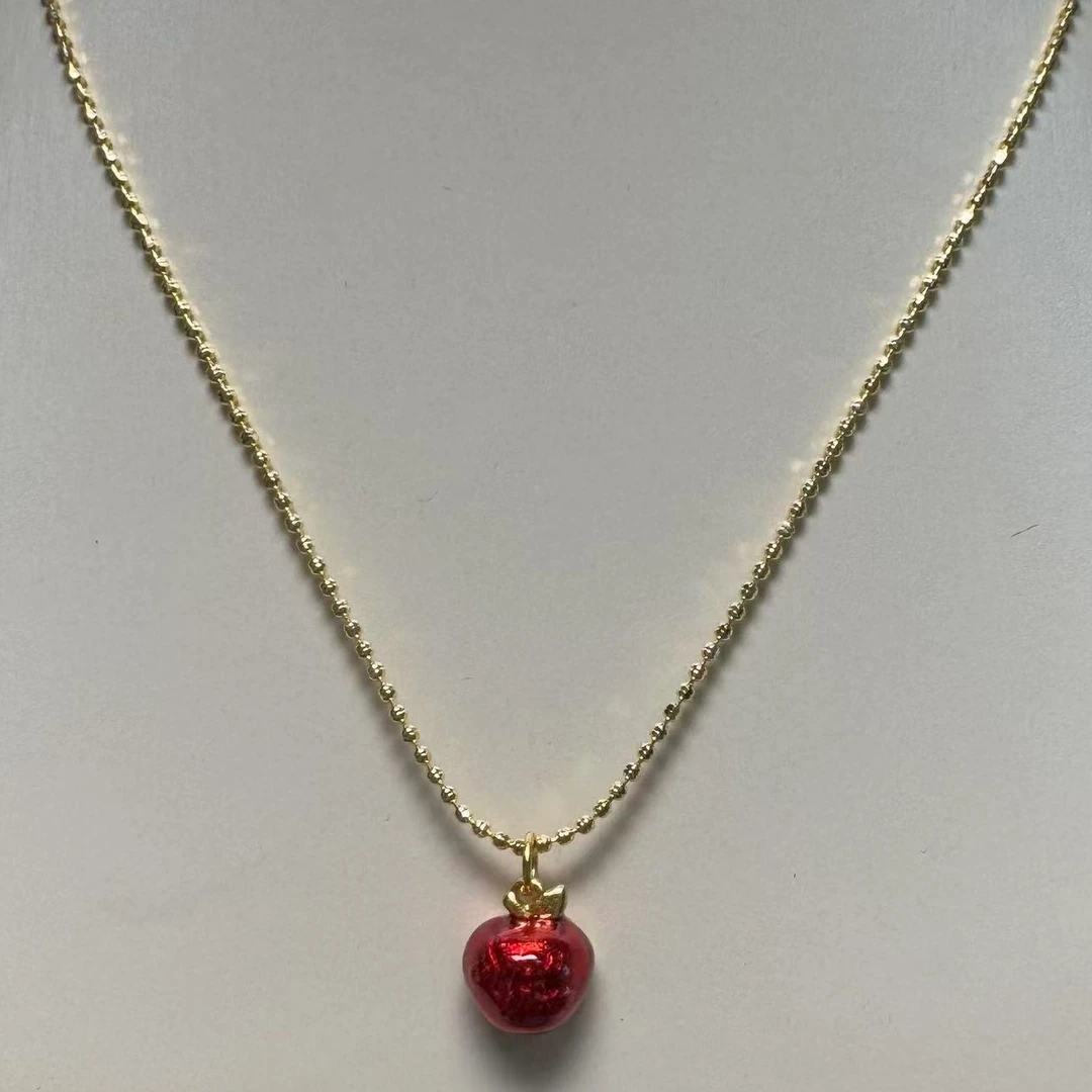 铜合金项链 (X113红苹果项链）时尚百搭红色项链