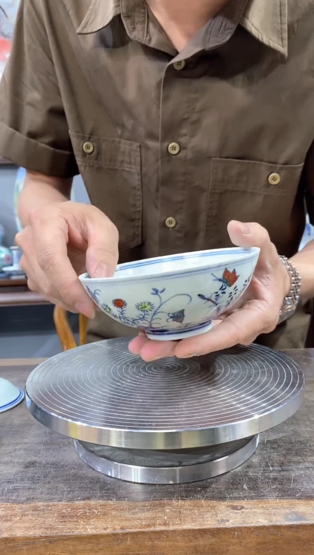 吴义松陶瓷联盟手绘陶瓷蝶恋花碗