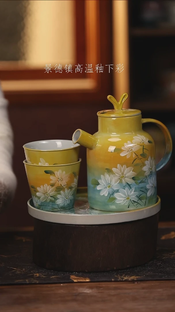 陶瓷景德镇高温釉下手绘陶瓷@L648@