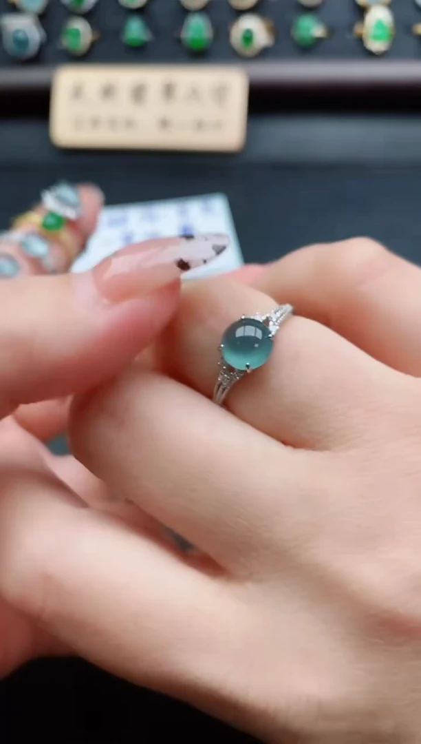 银S925镶嵌戒指翡翠1