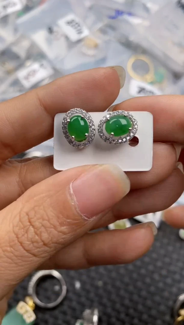 银S925镶嵌戒指翡翠12-8