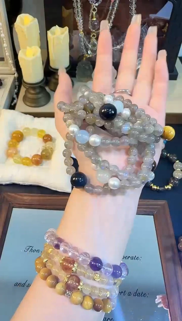 未镶嵌手串水晶灰月光金虎眼