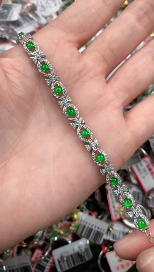 银S925镶嵌戒指翡翠444              2