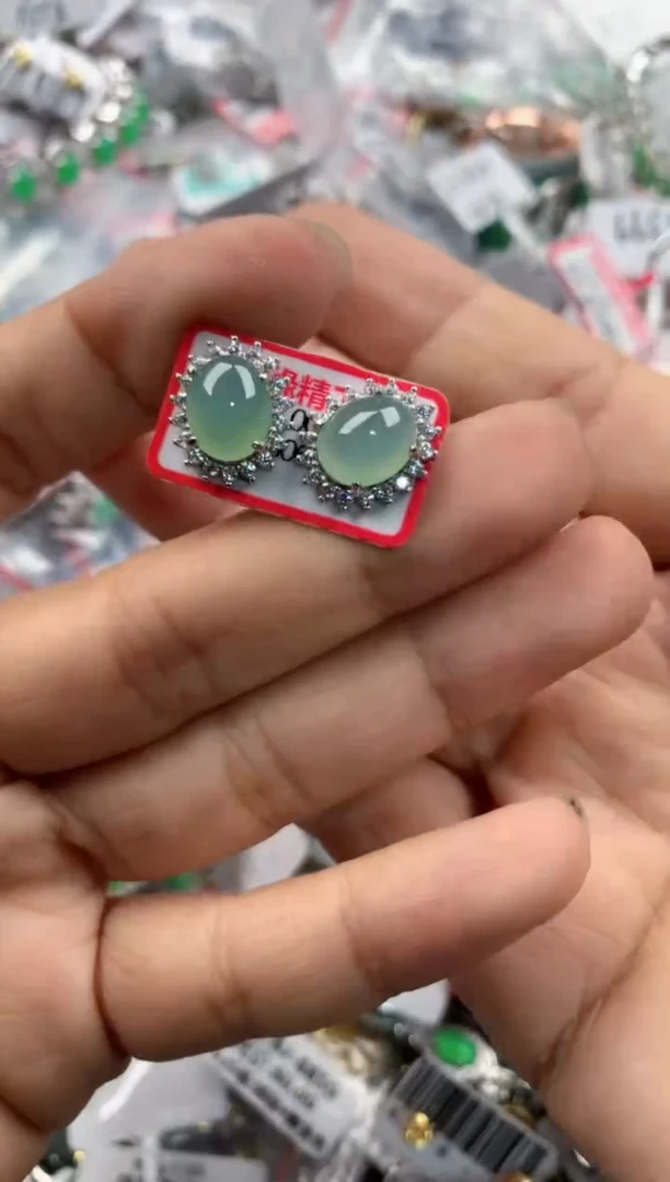 银S925镶嵌戒指翡翠444             3