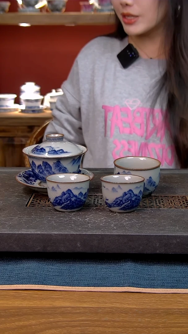 简装家用款4件套 老陶泥开片纹陶瓷茶具