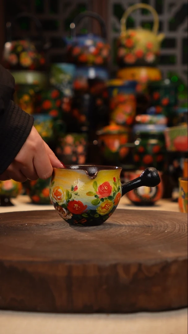 紫砂油画釉下彩手绘