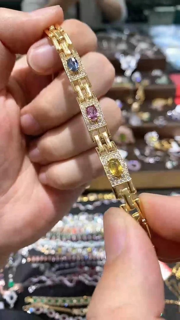 【闪购商品】蓝宝石手链银S925镶嵌手链